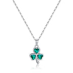 SLUYNZ 925 Sterling Silver Green Shamrock Choker Necklace for Women Teens Clover Pandant Necklace Chain