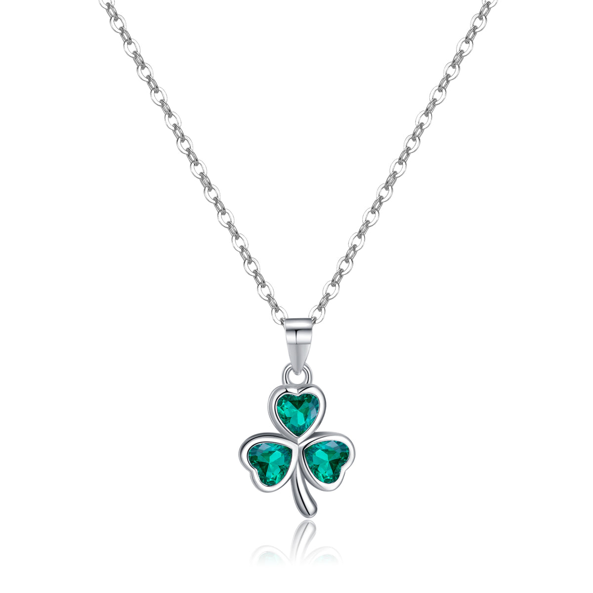 SLUYNZ 925 Sterling Silver Green Shamrock Choker Necklace for Women Teens Clover Pandant Necklace Chain