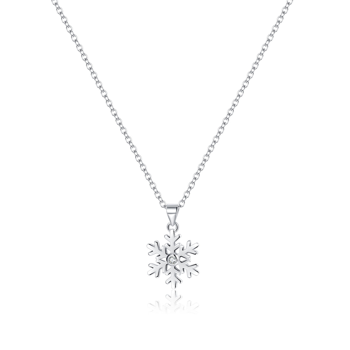 SLUYNZ 925 Sterling Silver CZ Snowflake Pendant Necklace Chain for Women Teens Girls Christmas Snowflake Necklace Winter