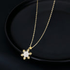 SLUYNZ 925 Sterling Silver Sparkling CZ Snowflake Necklace Pendant for Women Teens Girls Winter Snowflake Chain Necklace Choker Christmas Gifts