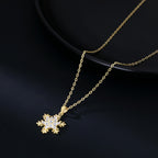SLUYNZ 925 Sterling Silver Sparkling CZ Snowflake Necklace Pendant for Women Teens Girls Winter Snowflake Chain Necklace Choker Christmas Gifts