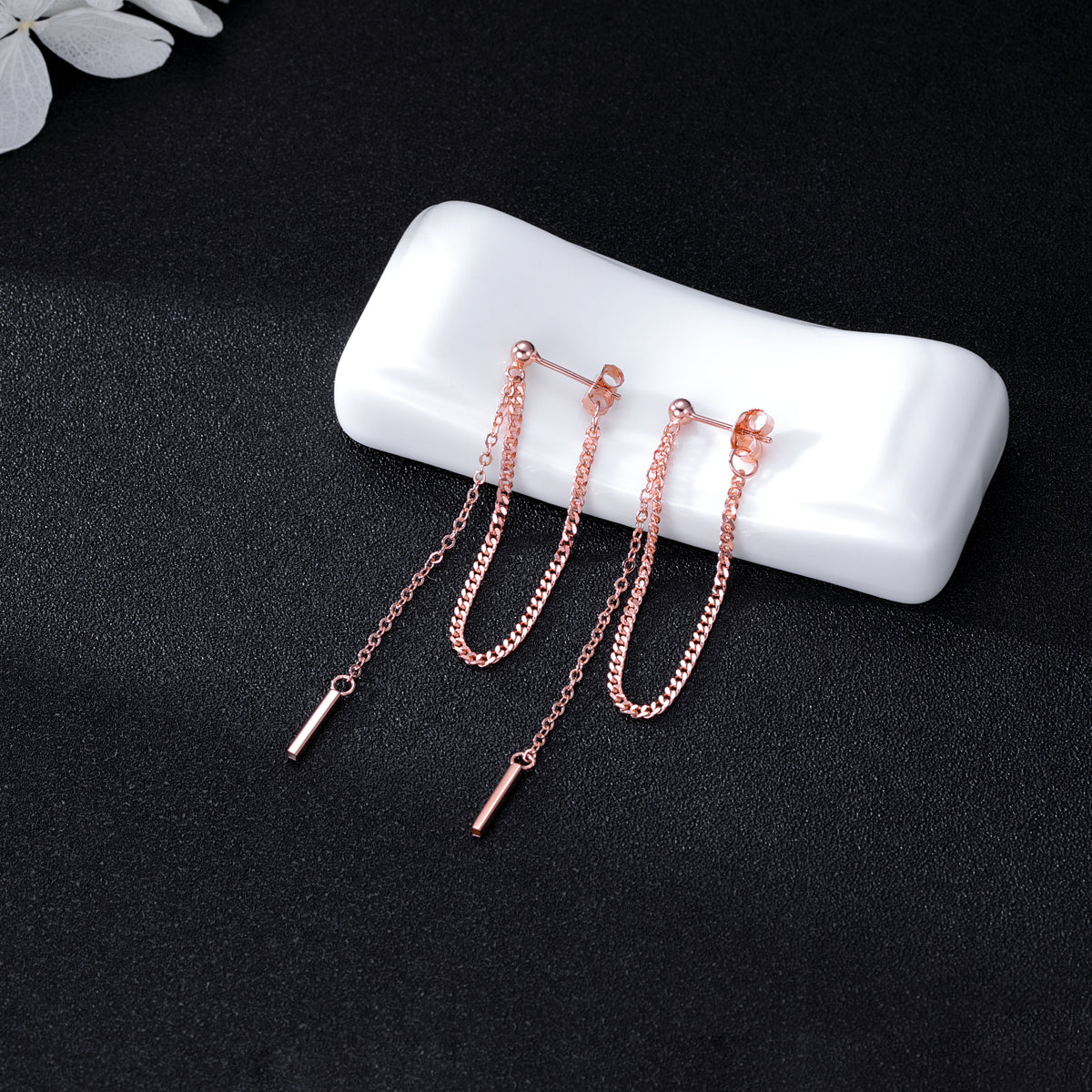 SLUYNZ 925 Sterling Silver Dangle Earrings Chain for Women Teen Bar Dangle Earrings Threader Earrings