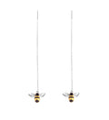 SLUYNZ Solid 925 Sterling Silver Bumble Bee Dangle Earrings for Women Teen Girls Honey Bee Drop Earrings Threader Tassel Chain