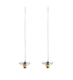 SLUYNZ Solid 925 Sterling Silver Bumble Bee Dangle Earrings for Women Teen Girls Honey Bee Drop Earrings Threader Tassel Chain