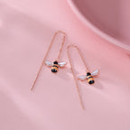 SLUYNZ Solid 925 Sterling Silver Bumble Bee Dangle Earrings for Women Teen Girls Honey Bee Drop Earrings Threader Tassel Chain