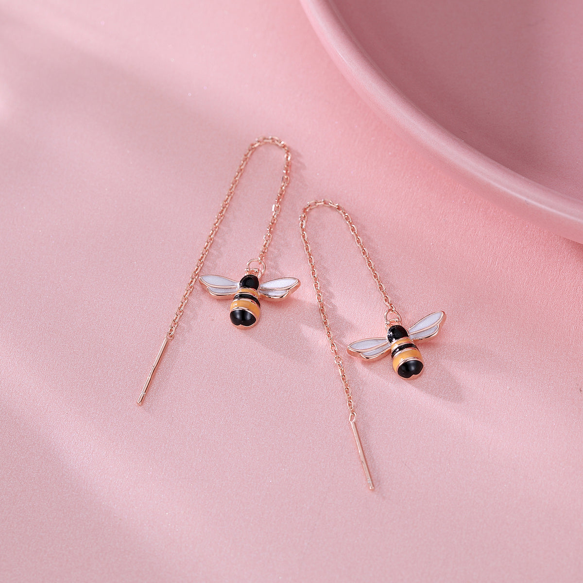 SLUYNZ Solid 925 Sterling Silver Bumble Bee Dangle Earrings for Women Teen Girls Honey Bee Drop Earrings Threader Tassel Chain