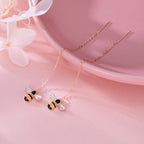 SLUYNZ Solid 925 Sterling Silver Bumble Bee Dangle Earrings for Women Teen Girls Honey Bee Drop Earrings Threader Tassel Chain