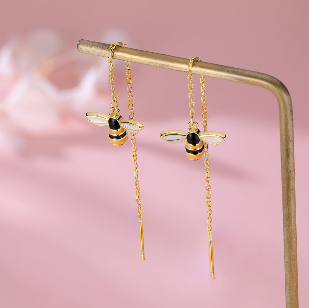 SLUYNZ Solid 925 Sterling Silver Bumble Bee Dangle Earrings for Women Teen Girls Honey Bee Drop Earrings Threader Tassel Chain