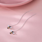 SLUYNZ Solid 925 Sterling Silver Bumble Bee Dangle Earrings for Women Teen Girls Honey Bee Drop Earrings Threader Tassel Chain