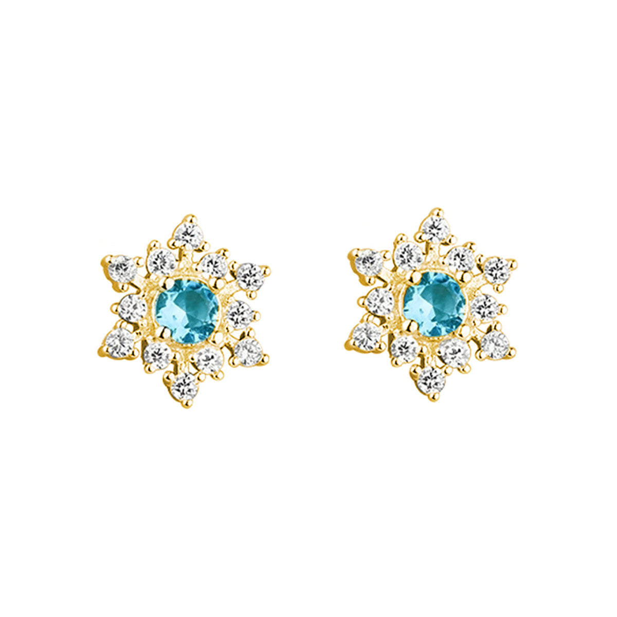 SLUYNZ Solid 925 Sterling Silver Sparkling Blue Crystal Snowflake Earrings Stud for Women Teens Pretty Snowflake Stud Earrings
