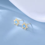 SLUYNZ Solid 925 Sterling Silver Sparkling Blue Crystal Snowflake Earrings Stud for Women Teens Pretty Snowflake Stud Earrings