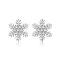SLUYNZ Sterling Silver Small CZ Snowflake Earrings Stud for Women Teens Christmas Snowflake Stud Earrings Winter Holiday Earrings