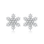SLUYNZ Sterling Silver Small CZ Snowflake Earrings Stud for Women Teens Christmas Snowflake Stud Earrings Winter Holiday Earrings