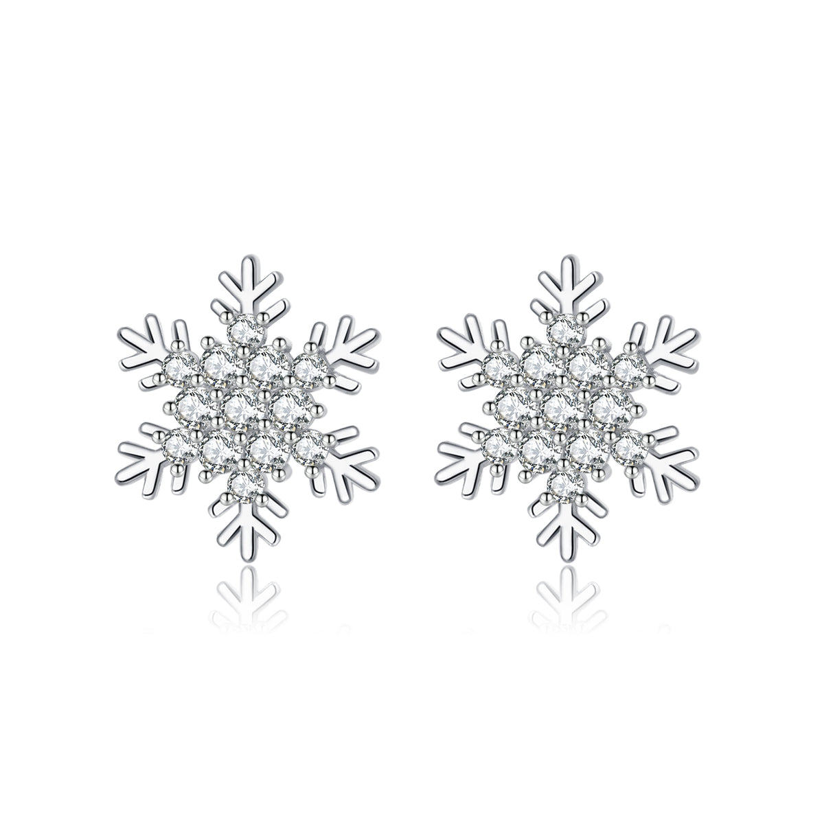 SLUYNZ Sterling Silver Small CZ Snowflake Earrings Stud for Women Teens Christmas Snowflake Stud Earrings Winter Holiday Earrings