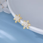 SLUYNZ Sterling Silver Small CZ Snowflake Earrings Stud for Women Teens Christmas Snowflake Stud Earrings Winter Holiday Earrings