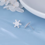 SLUYNZ Sterling Silver Small CZ Snowflake Earrings Stud for Women Teens Christmas Snowflake Stud Earrings Winter Holiday Earrings