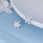 SLUYNZ Sterling Silver Small CZ Snowflake Earrings Stud for Women Teens Christmas Snowflake Stud Earrings Winter Holiday Earrings