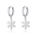 SLUYNZ 925 Sterling Silver Christmas Snowflake Hoop Earrings for Women Small Snowflake Hoop Earrings Drop Winter Holiday Earrings