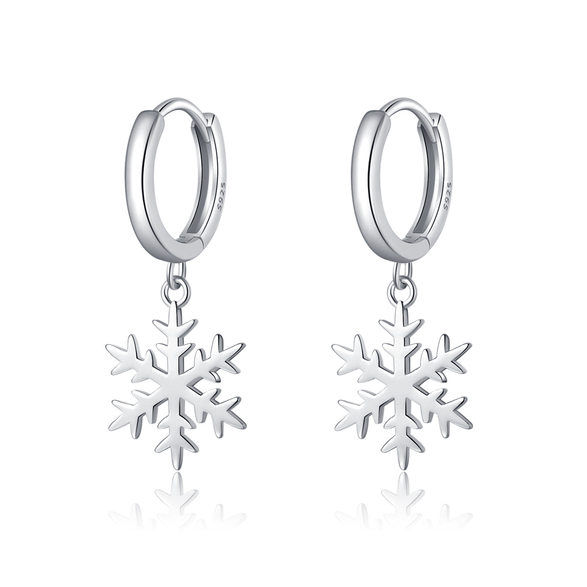 SLUYNZ 925 Sterling Silver Christmas Snowflake Hoop Earrings for Women Small Snowflake Hoop Earrings Drop Winter Holiday Earrings