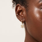SLUYNZ 925 Sterling Silver Christmas Snowflake Hoop Earrings for Women Small Snowflake Hoop Earrings Drop Winter Holiday Earrings