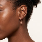 SLUYNZ 925 Sterling Silver Christmas Snowflake Hoop Earrings for Women Small Snowflake Hoop Earrings Drop Winter Holiday Earrings