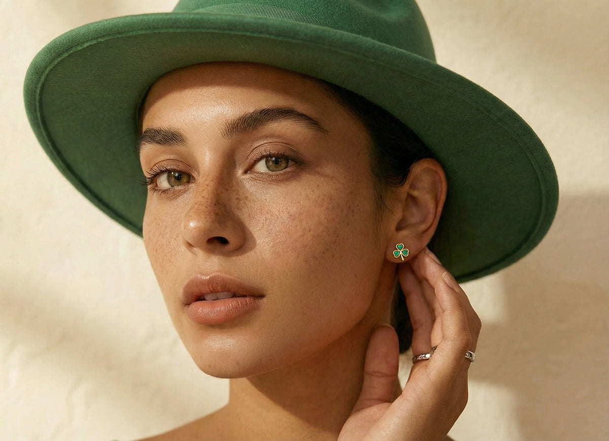 SLUYNZ 925 Sterling Silver Small Clover Earrings Stud for Women Teens Girls Lovely Green Shamrock Studs Earrings for St. Patrick's Day Spring Earrings