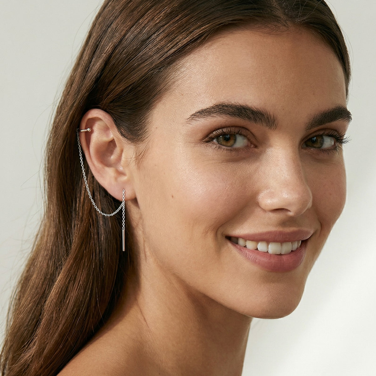 SLUYNZ Sterling Silver Cuff Chain Earrings for Women Wrap Tassel Earrings