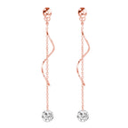 SLUYNZ 925 Sterling Silver CZ Droplet Dangle Earrings Chain for Women Teen Girls Long Dangle Earrings Curved Tassel