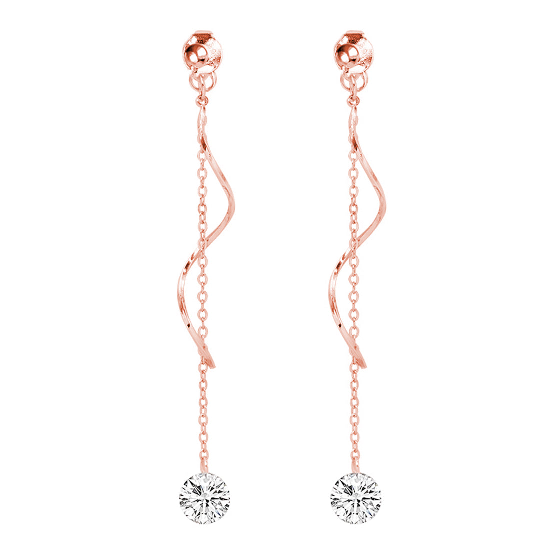 SLUYNZ 925 Sterling Silver CZ Droplet Dangle Earrings Chain for Women Teen Girls Long Dangle Earrings Curved Tassel