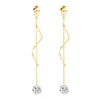 SLUYNZ 925 Sterling Silver CZ Droplet Dangle Earrings Chain for Women Teen Girls Long Dangle Earrings Curved Tassel