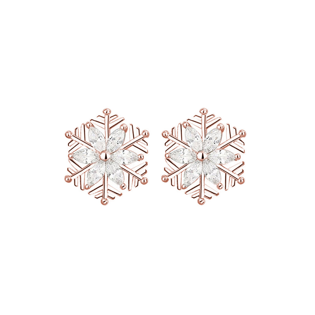SLUYNZ 925 Sterling Silver CZ Snowflake Earrings Studs for Women Teen Girls Shiny Snowflake Studs Earrings