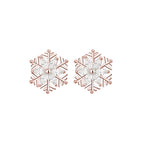 SLUYNZ 925 Sterling Silver CZ Snowflake Earrings Studs for Women Teen Girls Shiny Snowflake Studs Earrings