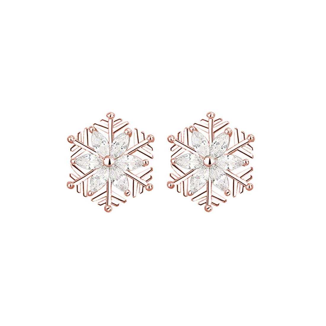 SLUYNZ 925 Sterling Silver CZ Snowflake Earrings Studs for Women Teen Girls Shiny Snowflake Studs Earrings