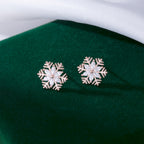 SLUYNZ 925 Sterling Silver CZ Snowflake Earrings Studs for Women Teen Girls Shiny Snowflake Studs Earrings