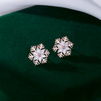 SLUYNZ 925 Sterling Silver CZ Snowflake Earrings Studs for Women Teen Girls Shiny Snowflake Studs Earrings