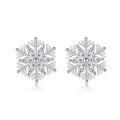 SLUYNZ 925 Sterling Silver CZ Snowflake Earrings Studs for Women Teen Girls Shiny Snowflake Studs Earrings
