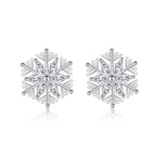 SLUYNZ 925 Sterling Silver CZ Snowflake Earrings Studs for Women Teen Girls Shiny Snowflake Studs Earrings