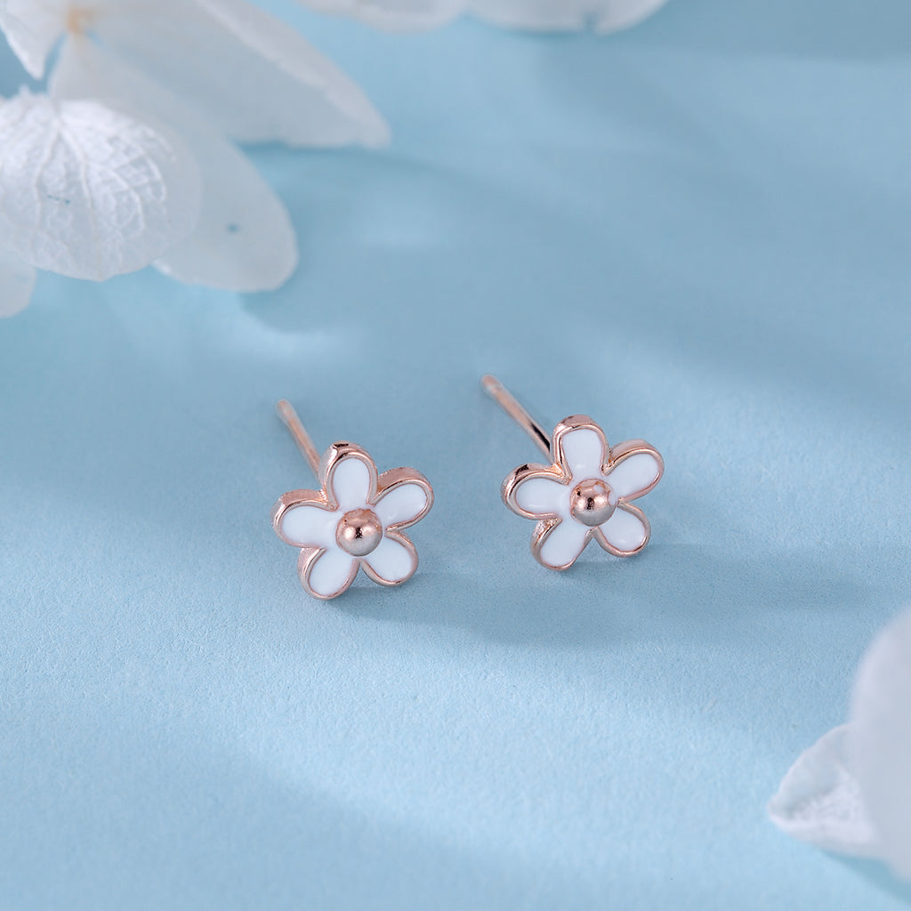 SLUYNZ 925 Sterling Silver Cute Flowers Studs Earrings for Women Teen Girls Small Daisy Studs Earrings for Spring Summer