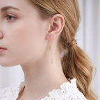 SLUYNZ Solid 925 Sterling Silver Leaf Dangle Earrings Chain for Women Teens Leaf Drop Earrings Threader Tassel
