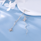 SLUYNZ 925 Sterling Silver Snowflake Dangle Earrings Chain for Women Teen Girls Snowflake Earrings Drop Earrings