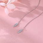 SLUYNZ Solid 925 Sterling Silver Leaf Dangle Earrings Chain for Women Teens Leaf Drop Earrings Threader Tassel