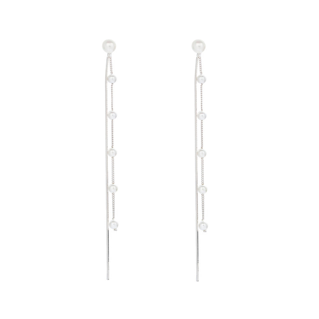 SLUYNZ 925 Sterling Silver Pearl Dangle Earrings for Women Long Earrings Drop Bridal Earrings Wedding