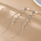 SLUYNZ 925 Sterling Silver Pearl Dangle Earrings for Women Long Earrings Drop Bridal Earrings Wedding