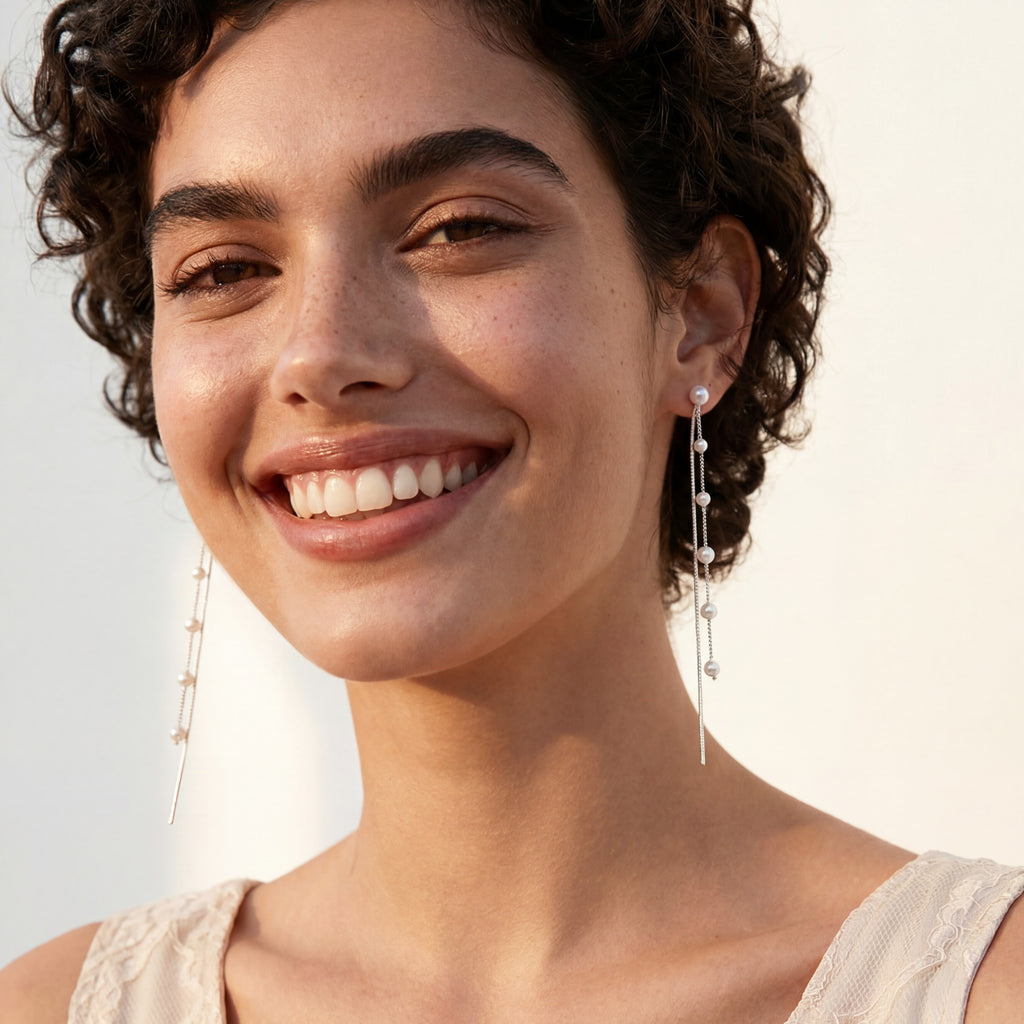 SLUYNZ 925 Sterling Silver Pearl Dangle Earrings for Women Long Earrings Drop Bridal Earrings Wedding
