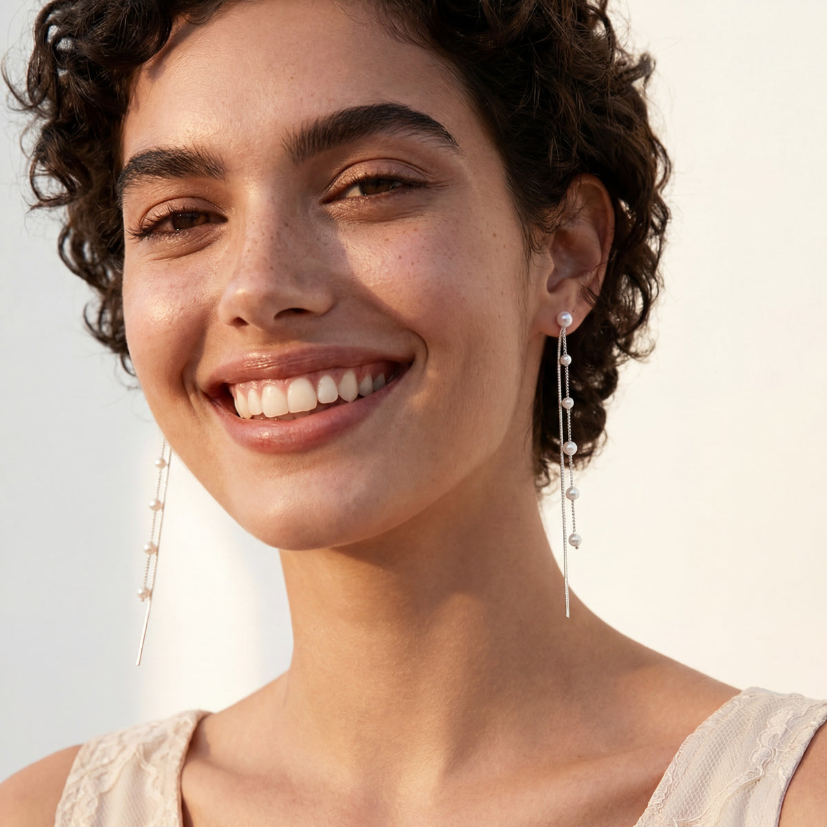 SLUYNZ 925 Sterling Silver Pearl Dangle Earrings for Women Long Earrings Drop Bridal Earrings Wedding