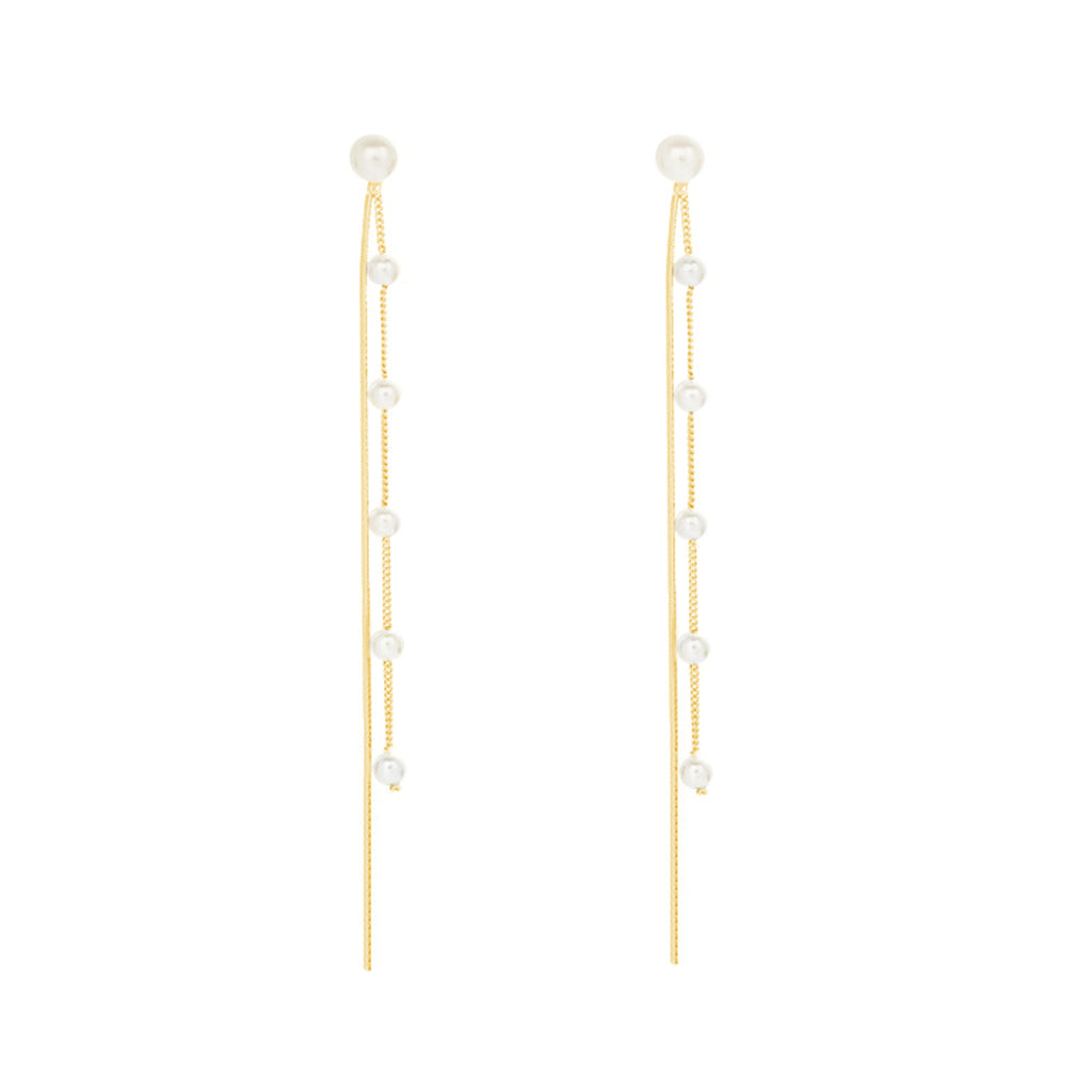 SLUYNZ 925 Sterling Silver Pearl Dangle Earrings for Women Long Earrings Drop Bridal Earrings Wedding