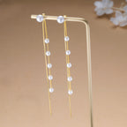 SLUYNZ 925 Sterling Silver Pearl Dangle Earrings for Women Long Earrings Drop Bridal Earrings Wedding
