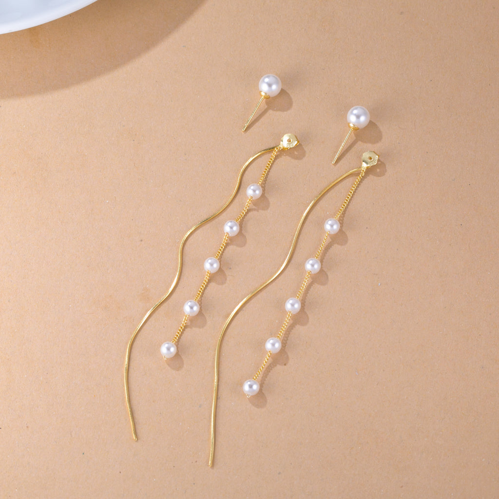 SLUYNZ 925 Sterling Silver Pearl Dangle Earrings for Women Long Earrings Drop Bridal Earrings Wedding