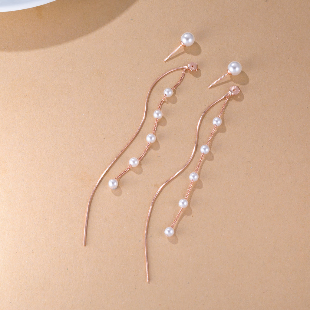 SLUYNZ 925 Sterling Silver Pearl Dangle Earrings for Women Long Earrings Drop Bridal Earrings Wedding