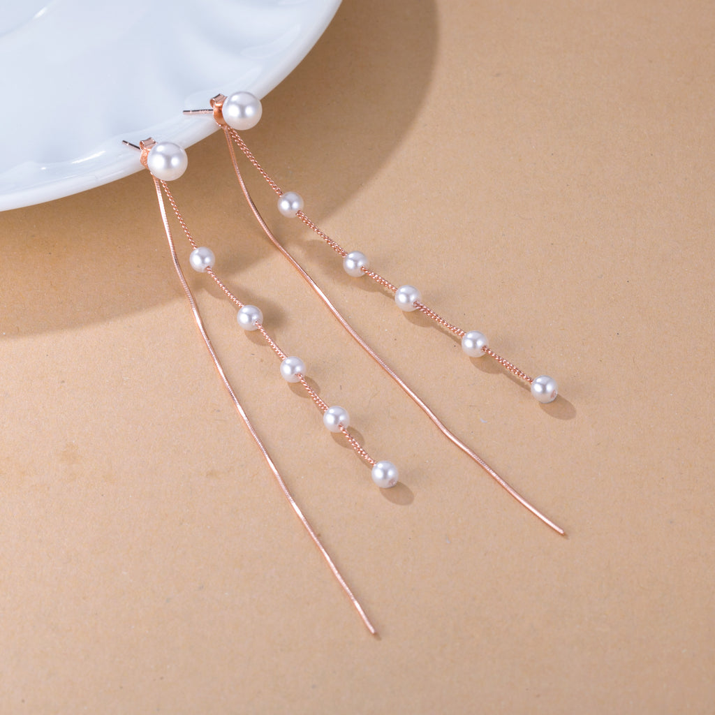 SLUYNZ 925 Sterling Silver Pearl Dangle Earrings for Women Long Earrings Drop Bridal Earrings Wedding